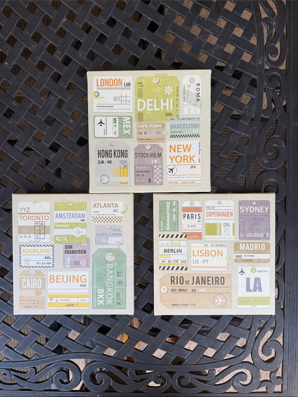 IKEA Travel Tag Canvas Wall Art - Beige, Green, Yellow, Purple, Blue